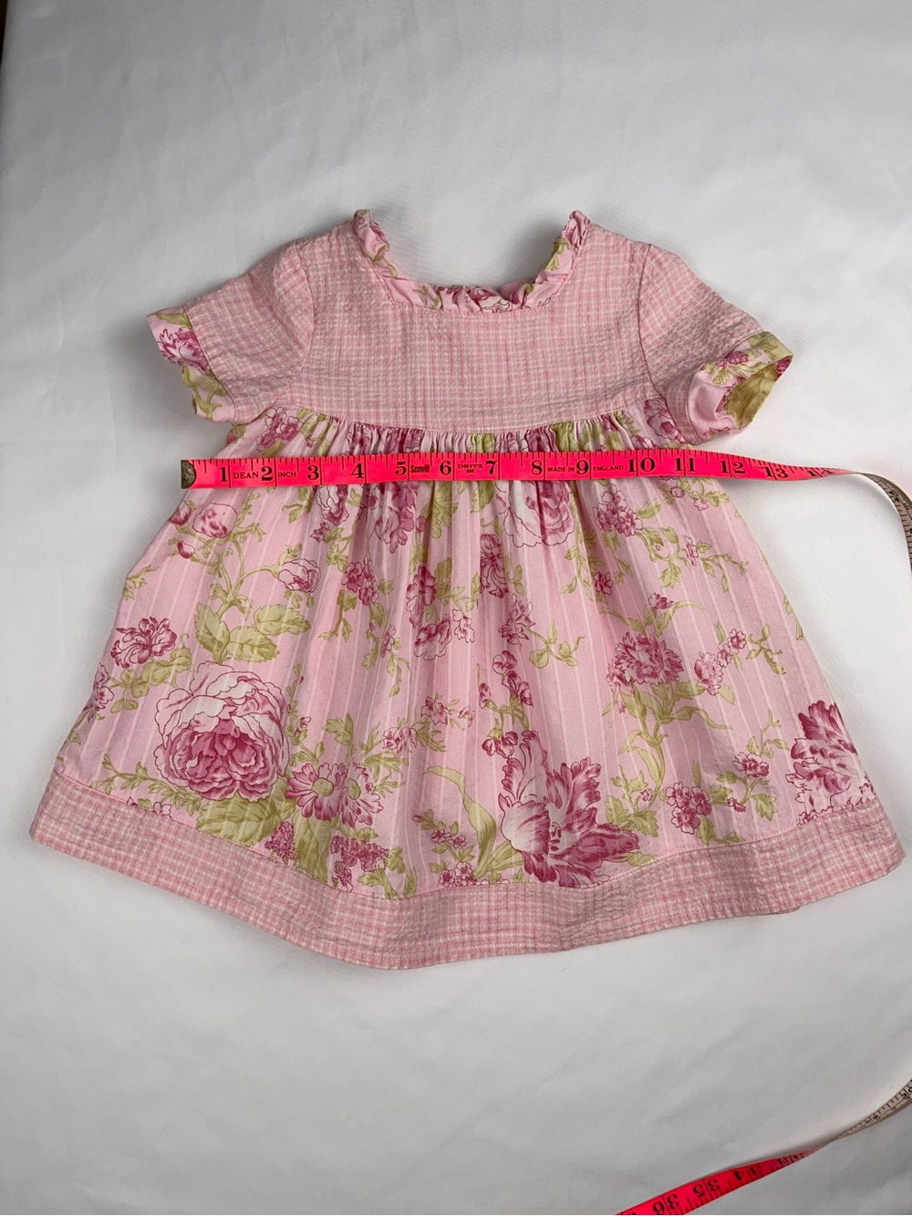 Baby Lulu 1990s Vintage Pink Floral Cotton Dress Size 9 Months - Picture 4 of 9